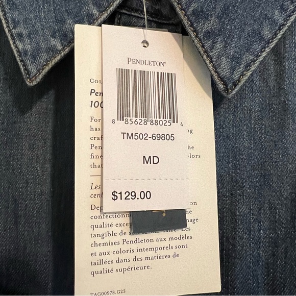 Pendleton denim shirt, NWT, size M - Picture 7 of 9